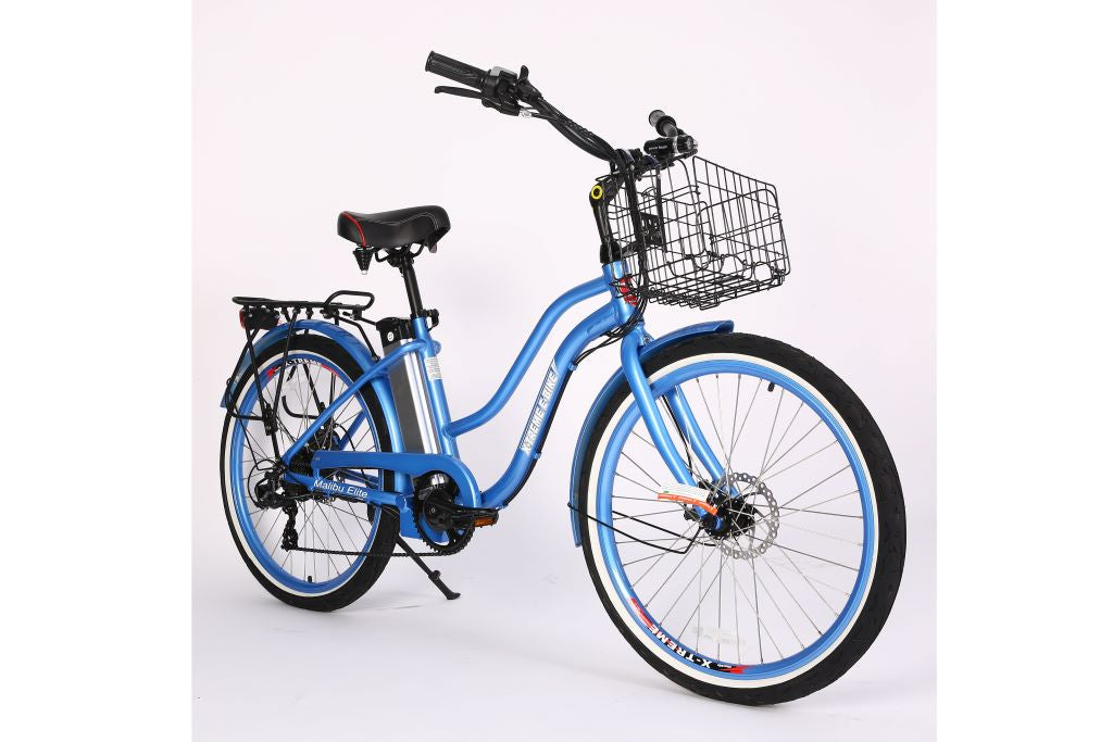 X-Treme Malibu Elite 24 Volt Beach Cruiser Electric Bike-Baby Blue