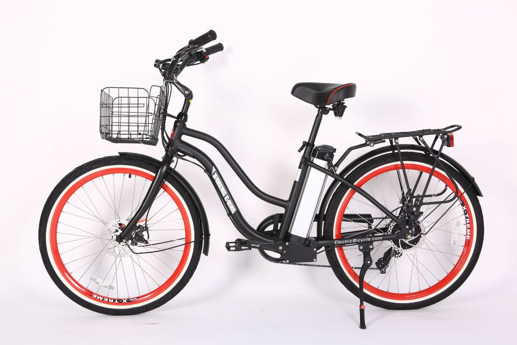 X-Treme Malibu Elite 24 Volt Beach Cruiser Electric Bike-Black