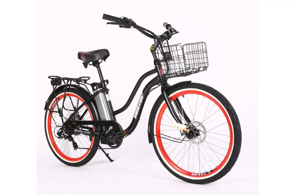 X-Treme Malibu Elite 24 Volt Beach Cruiser Electric Bike-Black