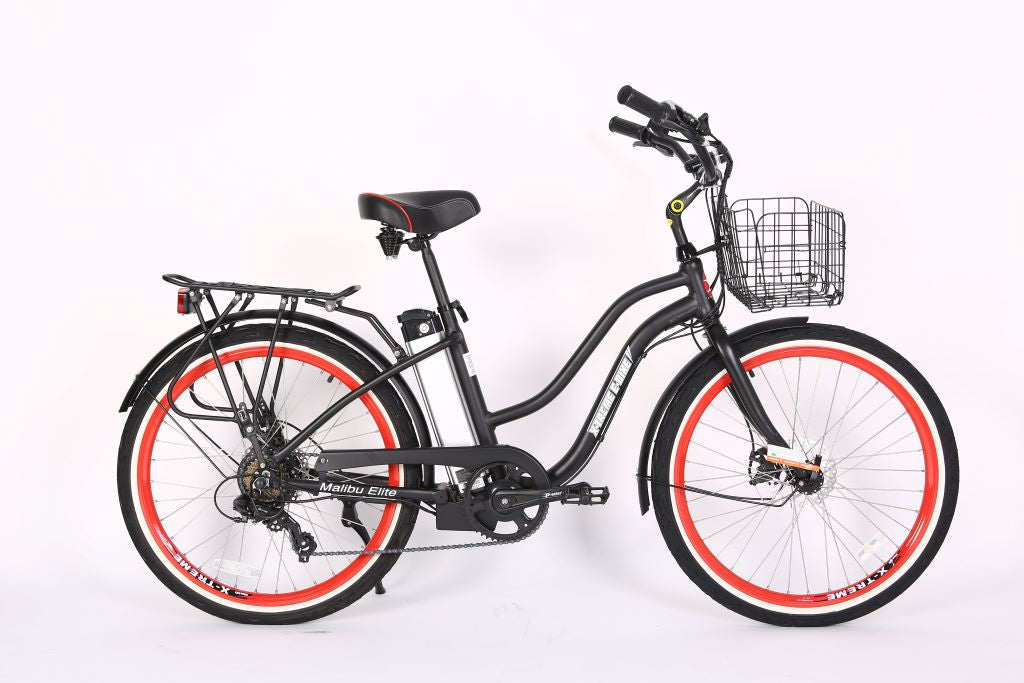 X-Treme Malibu Elite 24 Volt Beach Cruiser Electric Bike-Black