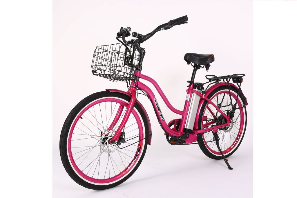 X-Treme Malibu Elite 24 Volt Beach Cruiser Electric Bike-Pink