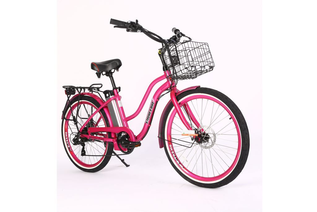 X-Treme Malibu Elite 24 Volt Beach Cruiser Electric Bike-Pink