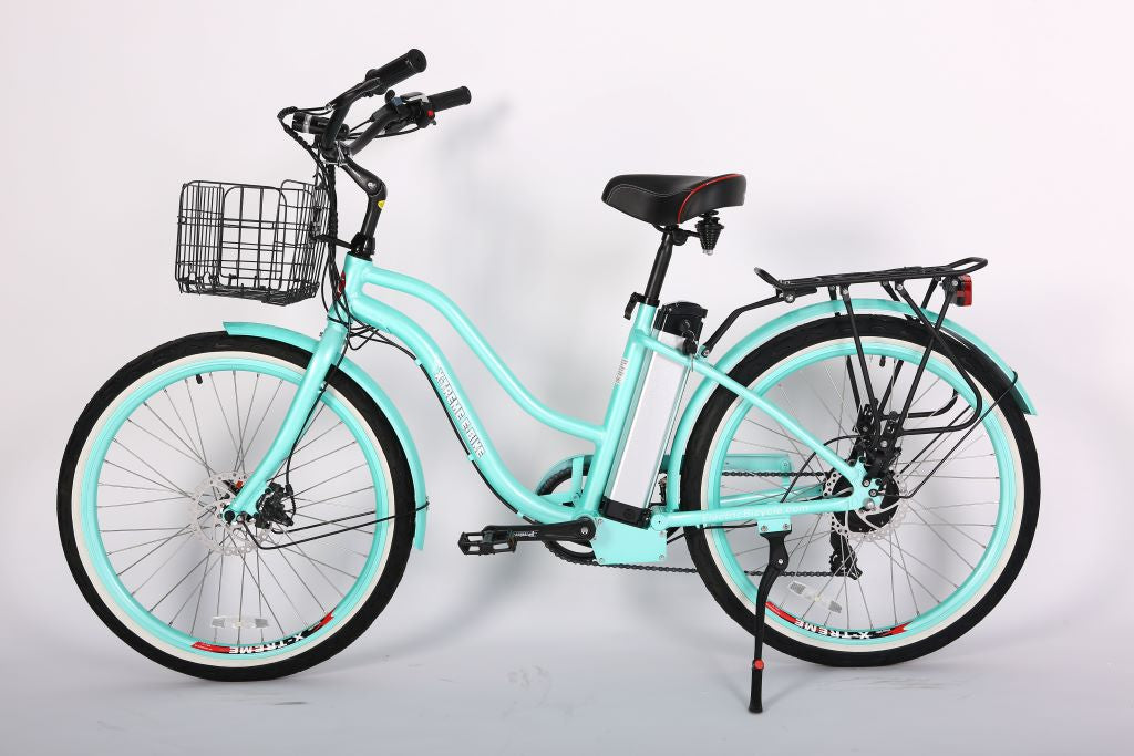 X-Treme Malibu Elite 24 Volt Beach Cruiser Electric Bike-Mint Green