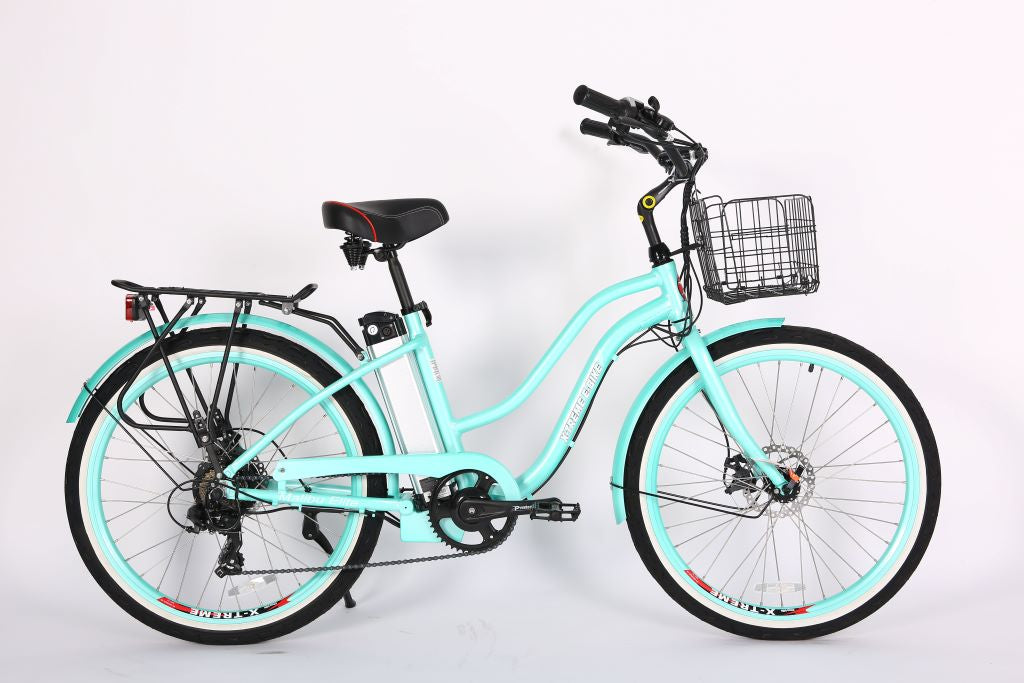 X-Treme Malibu Elite 24 Volt Beach Cruiser Electric Bike-Mint Green
