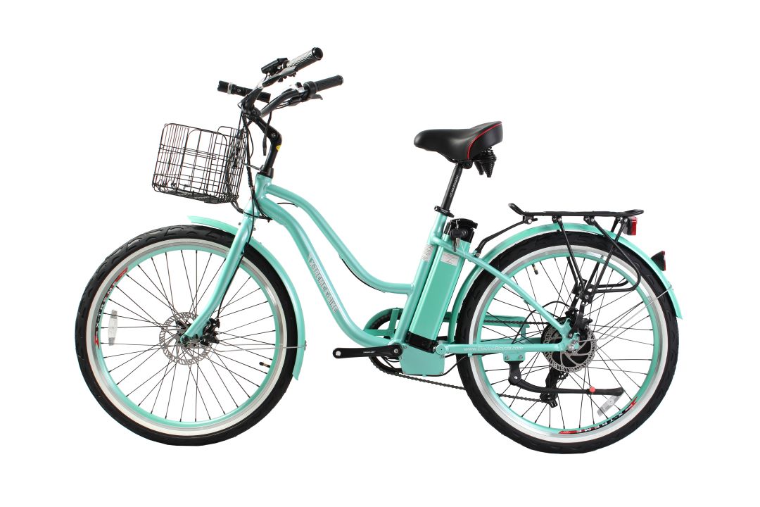 X-Treme Malibu Elite Max 36 Volt Beach Cruiser Electric Bike - Mint Green | Bike Lovers USA