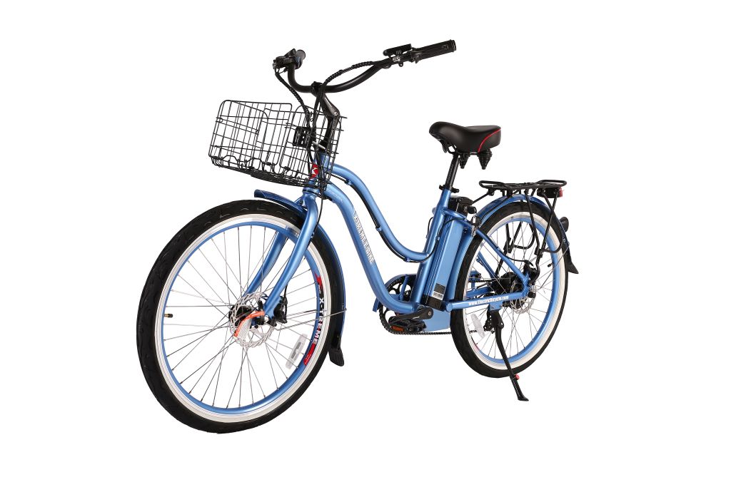 X-Treme Malibu Elite Max 36 Volt Beach Cruiser Electric Bike - Baby Blue | Bike Lovers USA