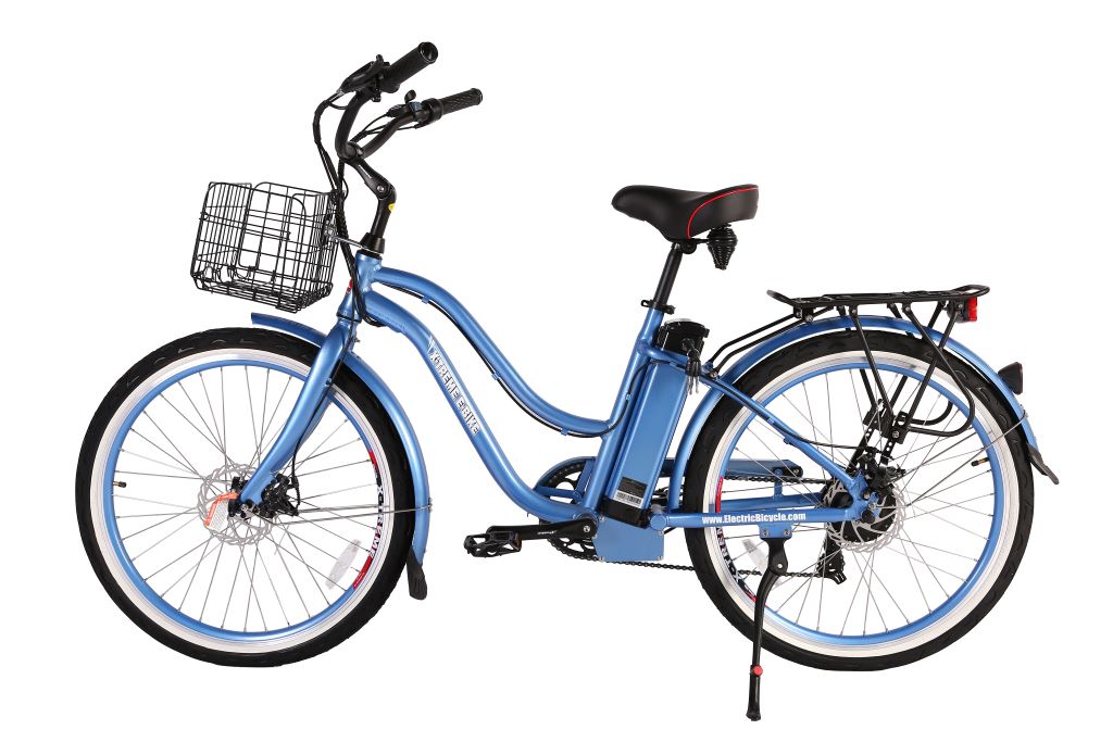 X-Treme Malibu Elite Max 36 Volt Beach Cruiser Electric Bike - Baby Blue | Bike Lovers USA