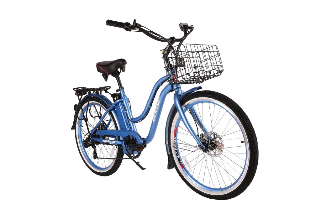 X-Treme Malibu Elite Max 36 Volt Beach Cruiser Electric Bike - Baby Blue | Bike Lovers USA