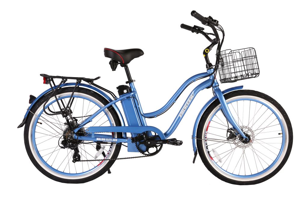X-Treme Malibu Elite Max 36 Volt Beach Cruiser Electric Bike - Baby Blue | Bike Lovers USA