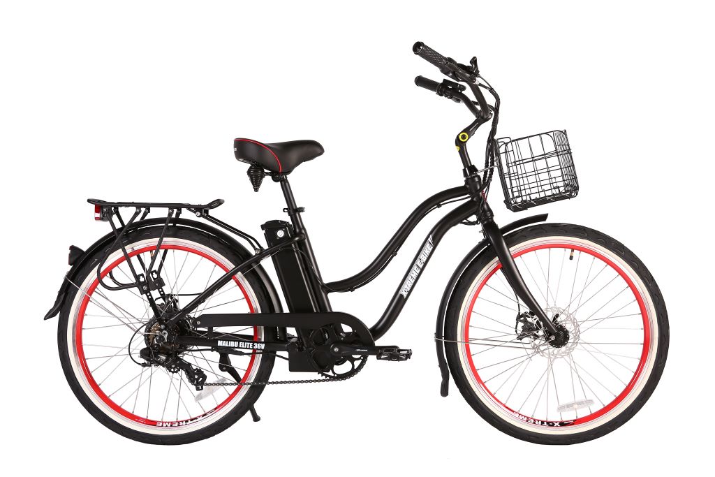 X-Treme Malibu Elite Max 36 Volt Beach Cruiser Electric Bike - Black | Bike Lovers USA