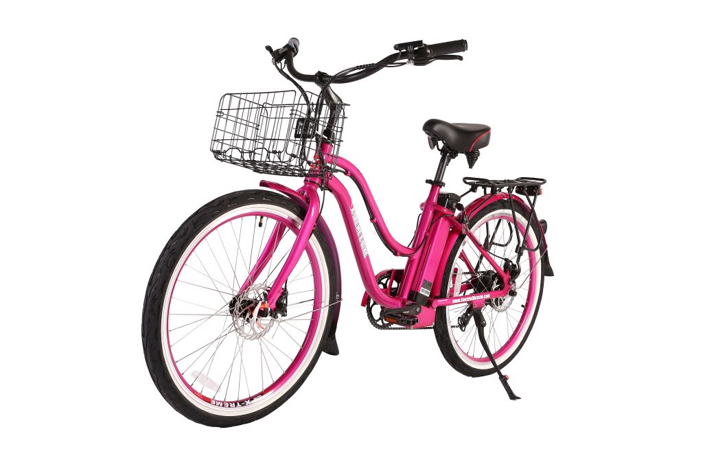 X-Treme Malibu Elite Max 36 Volt Beach Cruiser Electric Bike - Pink | Bike Lovers USA
