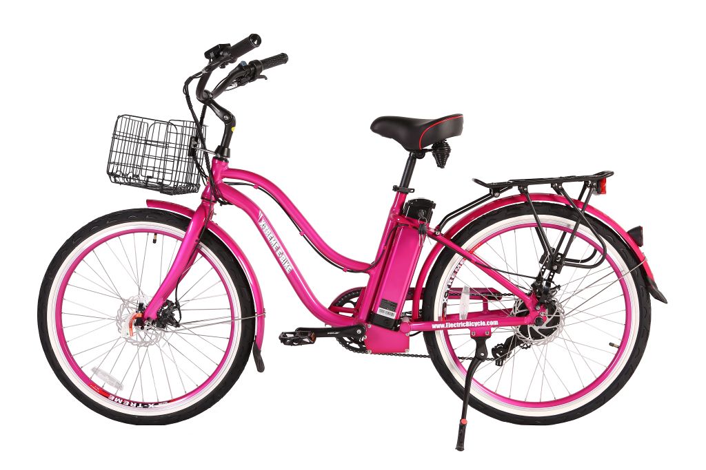 X-Treme Malibu Elite Max 36 Volt Beach Cruiser Electric Bike - Pink | Bike Lovers USA