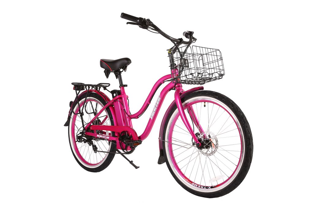 X-Treme Malibu Elite Max 36 Volt Beach Cruiser Electric Bike - Pink | Bike Lovers USA