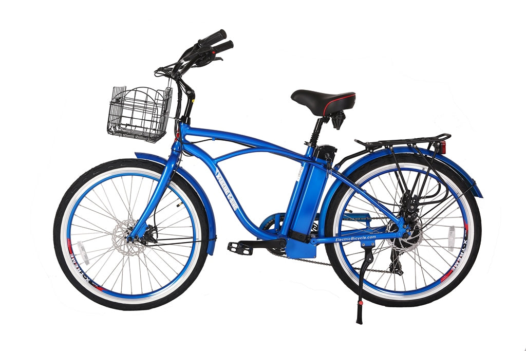 X-Treme Newport Elite Max 36 Volt Beach Cruiser Electric Bike-Metallic Blue