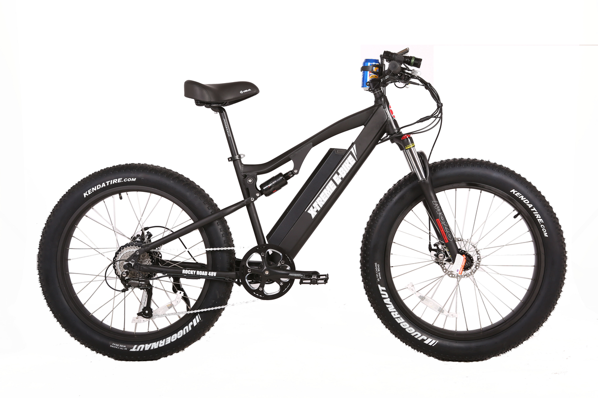 X-Treme Rocky Road 48V 17Ah Fat Tire Electric Mountain Bicycle 500W Rear Hub Motor 25 mph LiFePO4 Battery