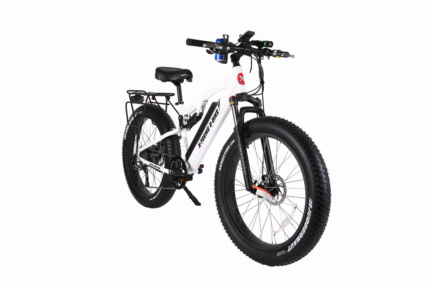 X-Treme Rocky Road 48 Volt 10 Amp Fat Tire Electric Mountain Bicycle-Metallic White
