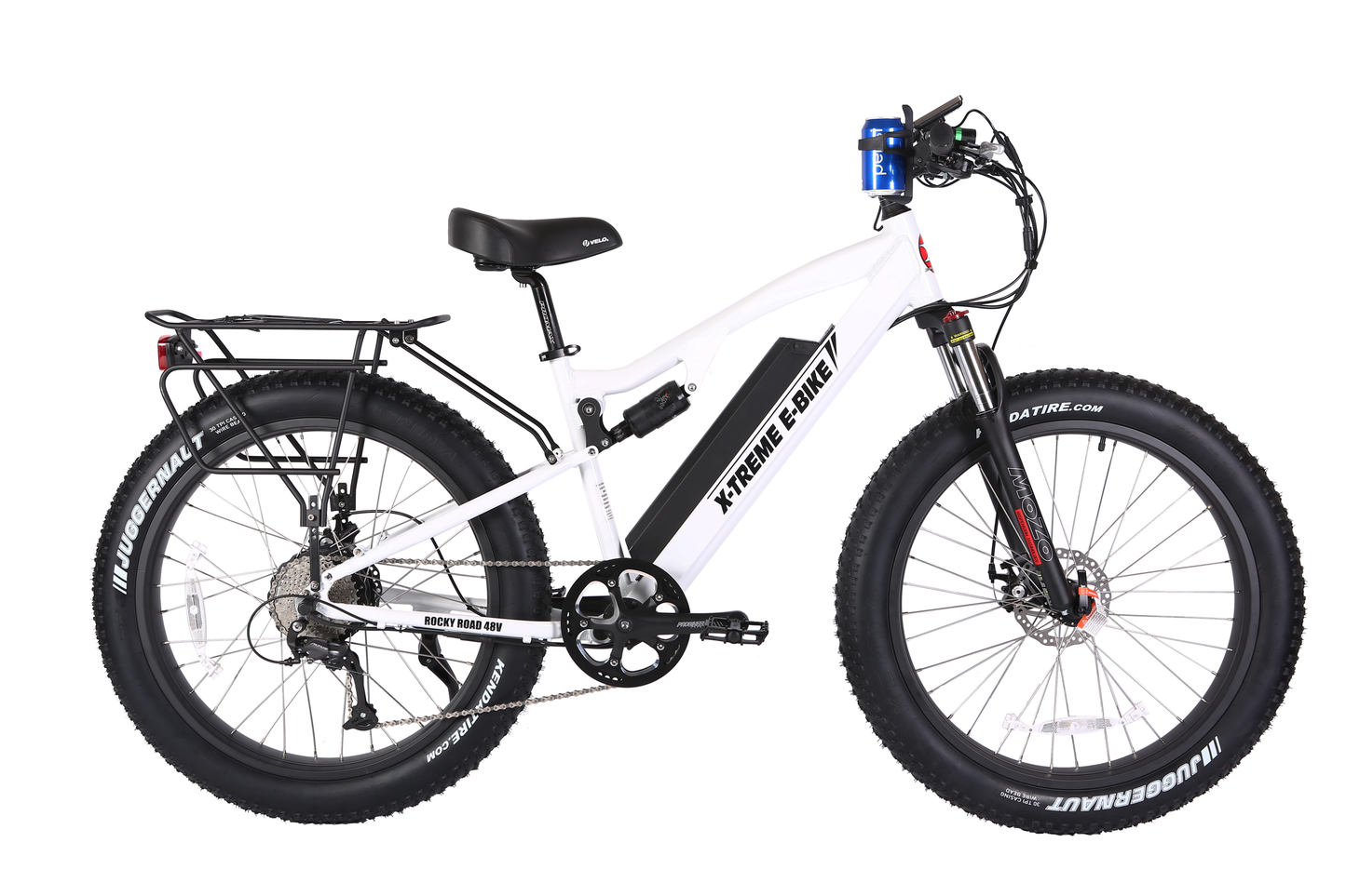 X-Treme Rocky Road 48 Volt 10 Amp Fat Tire Electric Mountain Bicycle-Metallic White