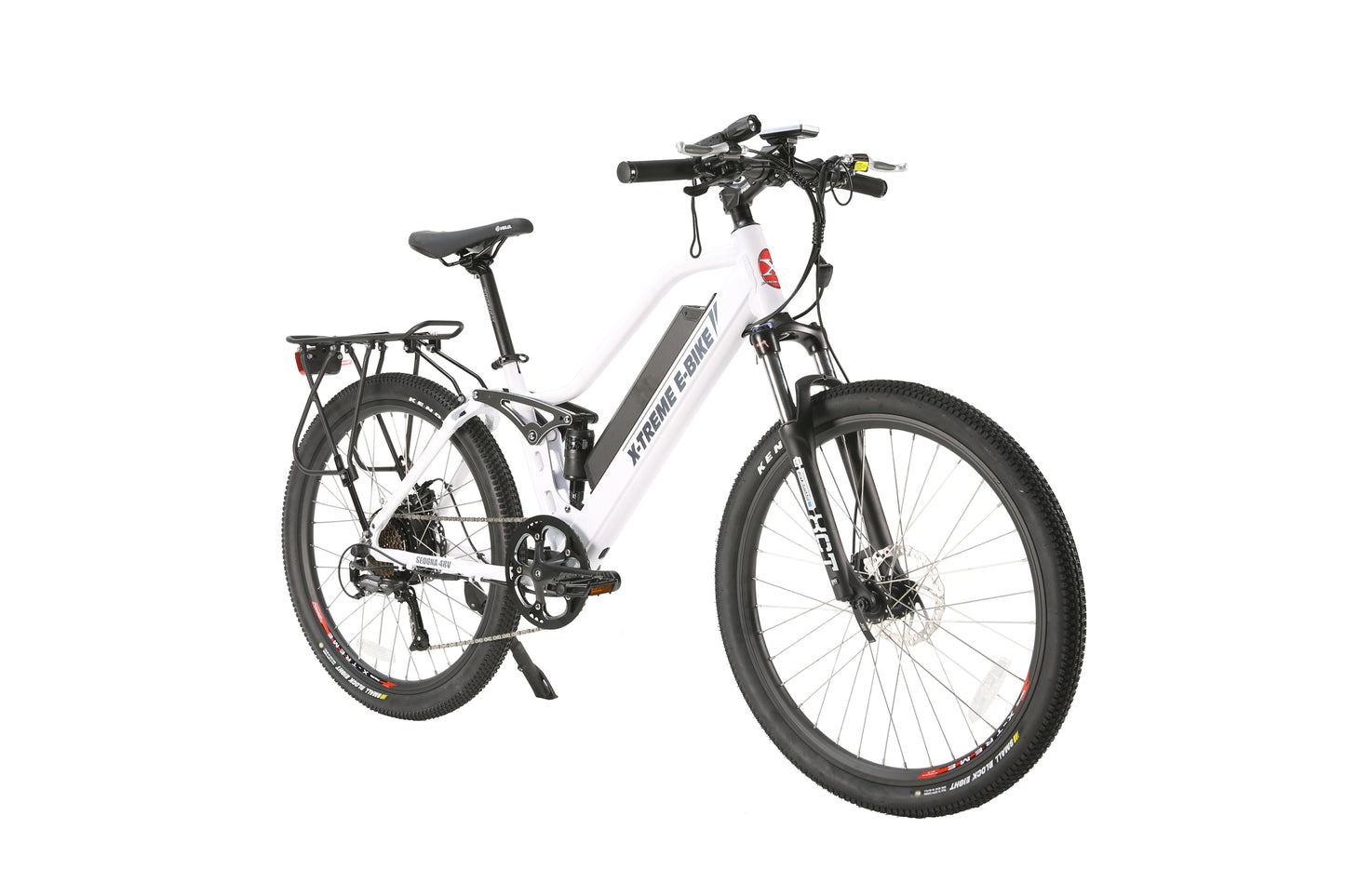 X-Treme Sedona 48 Volt Electric Step-Through Mountain Bicycle-Metallic White