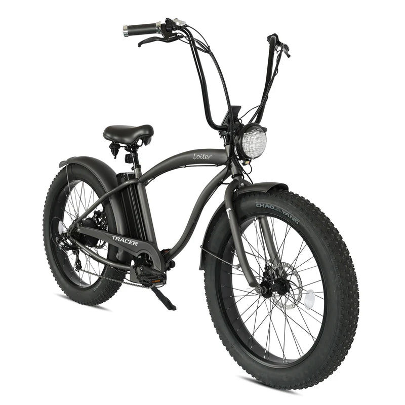 Tracer Loiter 26" 800W Cruiser E-Bike, 48V 17.5Ah Battery, 40–50 Mile Range, 26×4.0 Fat Tires, Shimano 7-Speed, Up to 25 MPH
