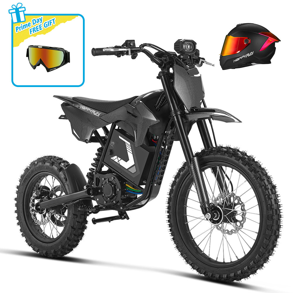 HappyRun F18 2.0 Electric Dirt Bike, 6000W Peak, 46 MPH, 60V 27Ah Battery, 60-Mile Range