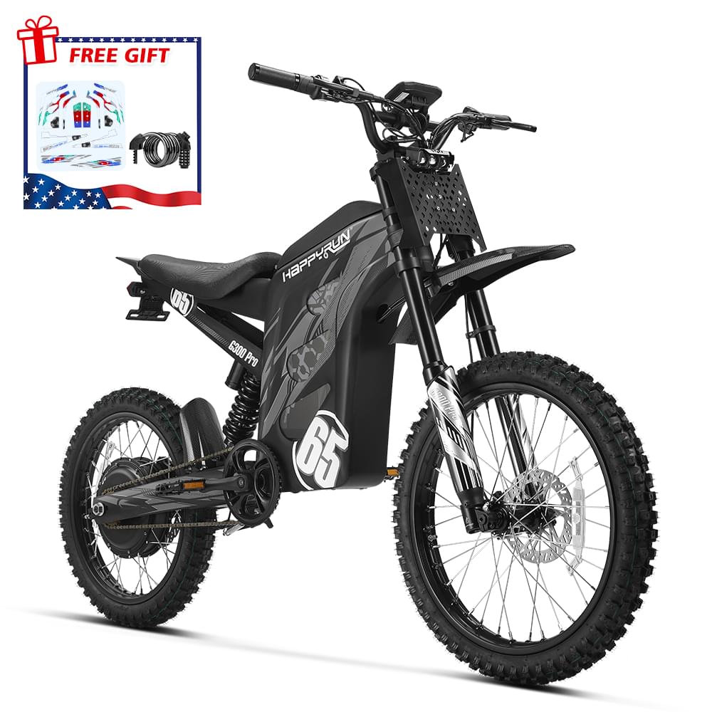 HappyRun G300 Pro Electric Dirt Bike – 6500W Peak, Max Speed - 50 MPH