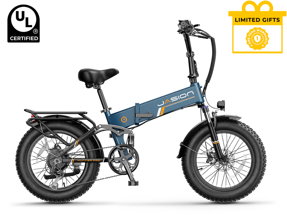 Jasion Hunter Pro Folding Electric Bike 1000W Motor 28 mph 48V 15Ah Battery
