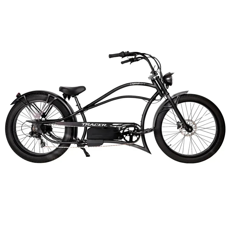 Tracer Legend GT7 1000W Stretch Cruiser Chopper E-Bike, 48V 20Ah Battery, 55–65 Mile Range, 26” Fat Tires, Shimano 7-Speed