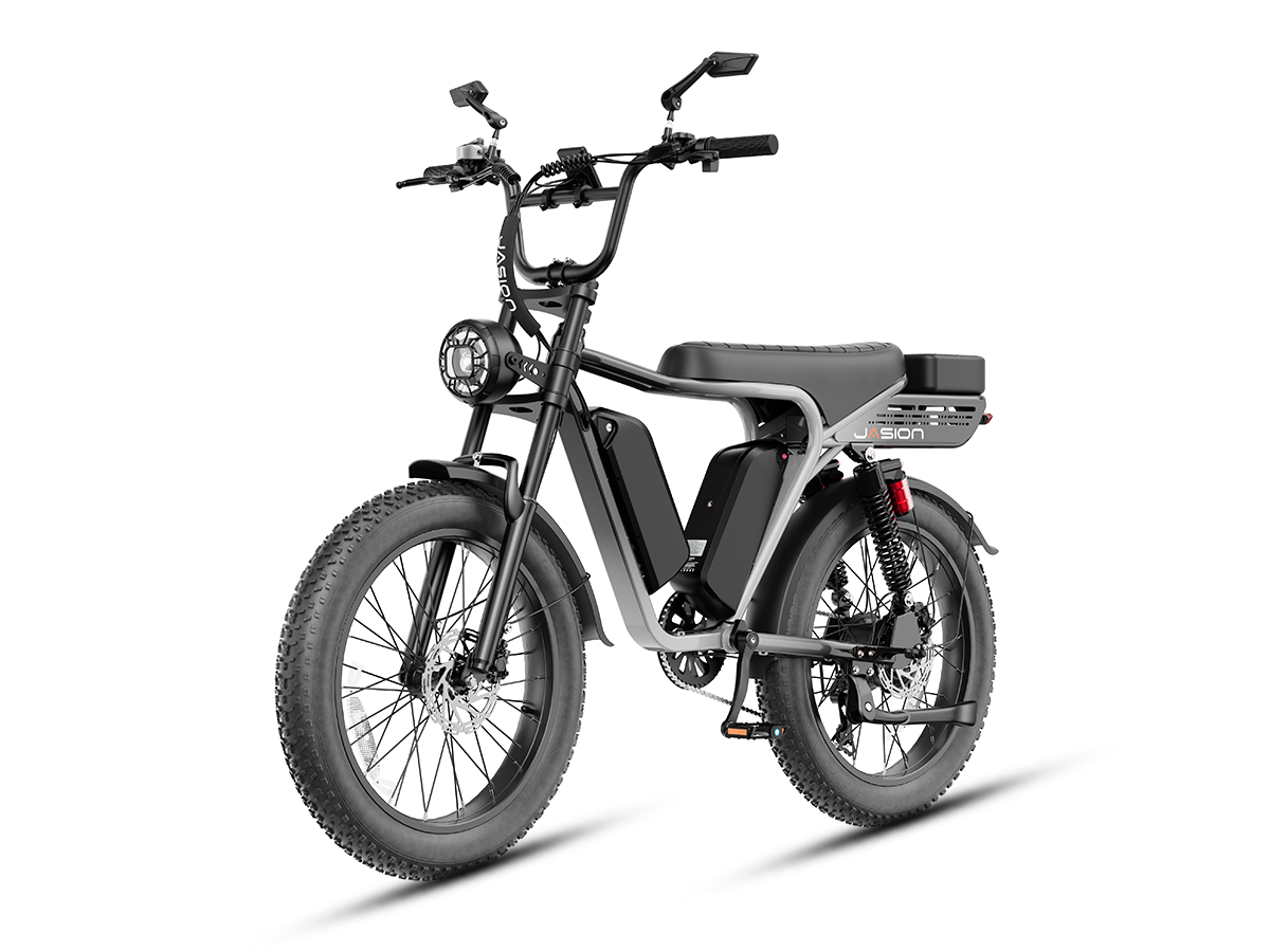Jasion RetroVolt Max Moped-Style Electric Bike – 2000W, 35+ MPH, 52V 40Ah Dual Battery, 150-Mile Range