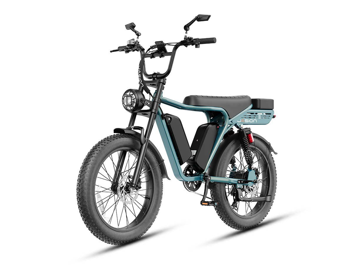 Jasion RetroVolt Max Moped-Style Electric Bike – 2000W, 35+ MPH, 52V 40Ah Dual Battery, 150-Mile Range