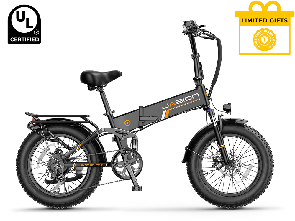 Jasion Hunter Pro Folding Electric Bike 1000W Motor 28 mph 48V 15Ah Battery