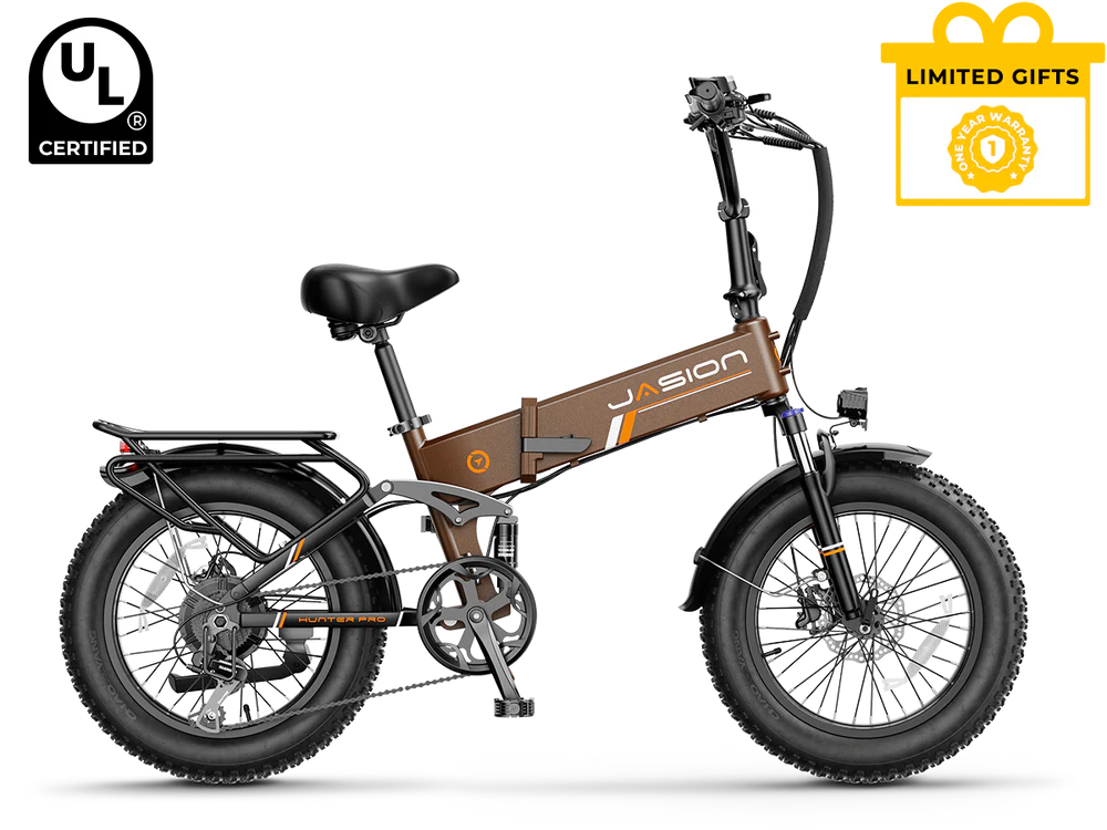 Jasion Hunter Pro Folding Electric Bike 1000W Motor 28 mph 48V 15Ah Battery