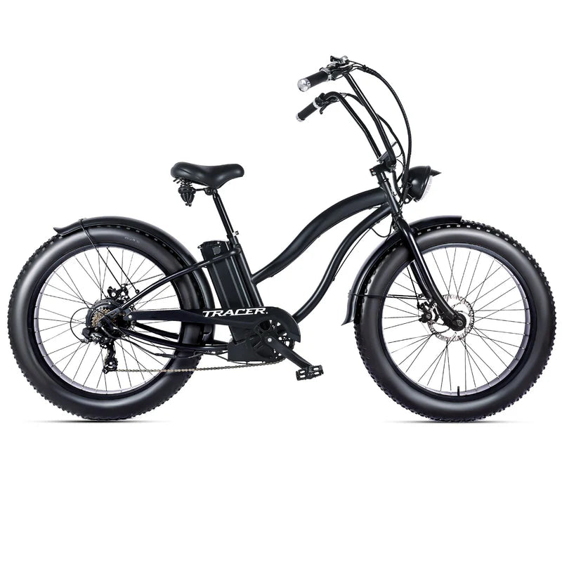 Tracer Loiter 26" 800W Cruiser E-Bike, 48V 17.5Ah Battery, 40–50 Mile Range, 26×4.0 Fat Tires, Shimano 7-Speed, Up to 25 MPH
