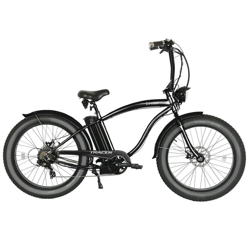 Tracer Loiter 26" 800W Cruiser E-Bike, 48V 17.5Ah Battery, 40–50 Mile Range, 26×4.0 Fat Tires, Shimano 7-Speed, Up to 25 MPH