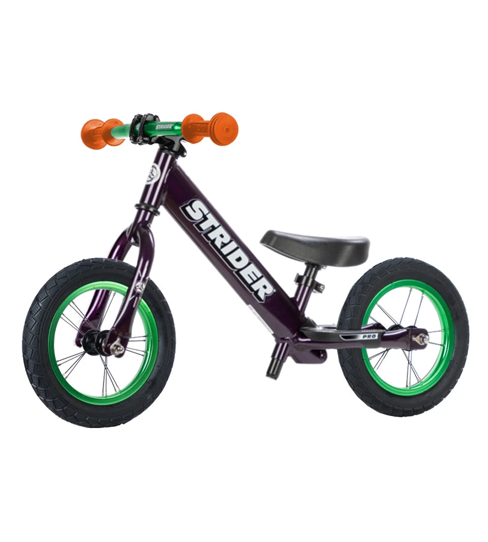 Strider 12 Pro Fall Exclusives Kids Balance Bike – 12-Inch High-Traction Pneumatic Wheels, Aluminum Frame