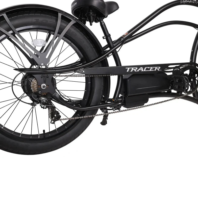 Tracer Legend GT7 1000W Stretch Cruiser Chopper E-Bike, 48V 20Ah Battery, 55–65 Mile Range, 26” Fat Tires, Shimano 7-Speed
