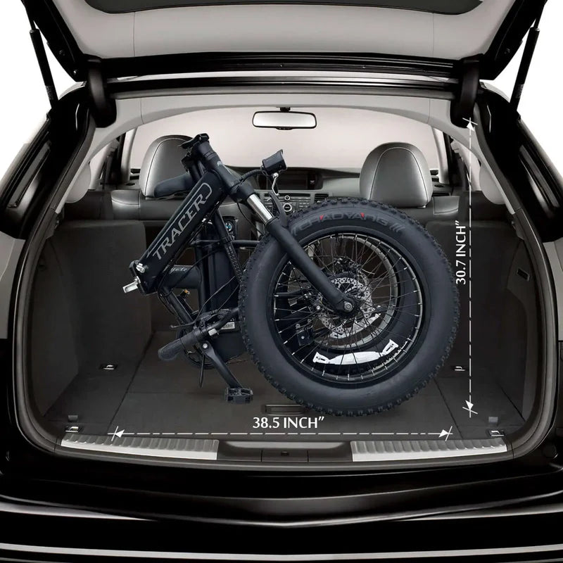 Tracer Coyote 500W Folding Electric Bike, 25 MPH Top Speed, 48V 13Ah Battery, 20×4” Fat Tires, Shimano 7-Speed