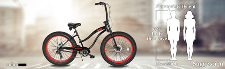 Micargi Slugo SS Female 26"*4" Fat Tire with 7-Speed Disc Brake Beach Cruiser Bike