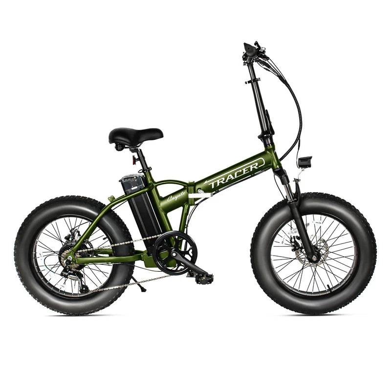 Tracer Coyote 500W Folding Electric Bike, 25 MPH Top Speed, 48V 13Ah Battery, 20×4” Fat Tires, Shimano 7-Speed