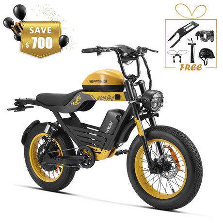 HappyRun G100 Pro Dual-Battery Electric Bike 1000W Motor 28 mph 48V 30Ah Battery