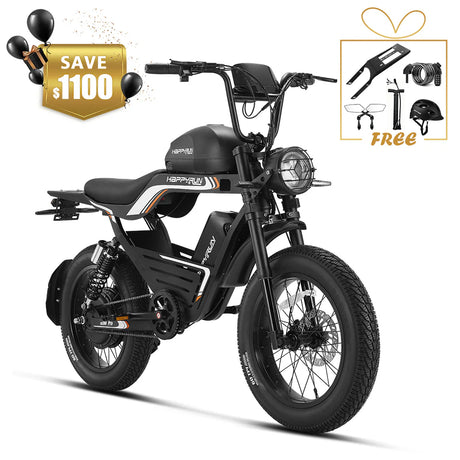HappyRun G100 Pro Dual-Battery Electric Bike 1000W Motor 28 mph 48V 30Ah Battery