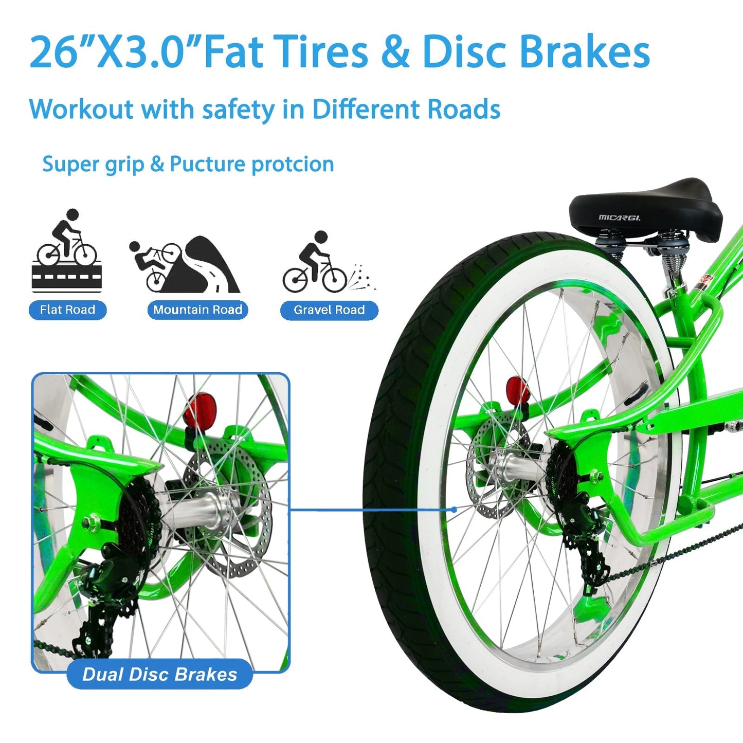 Micargi Boston GT7 Stretch Cruiser Bicycle