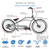 Micargi Boston GT7 Stretch Cruiser Bicycle