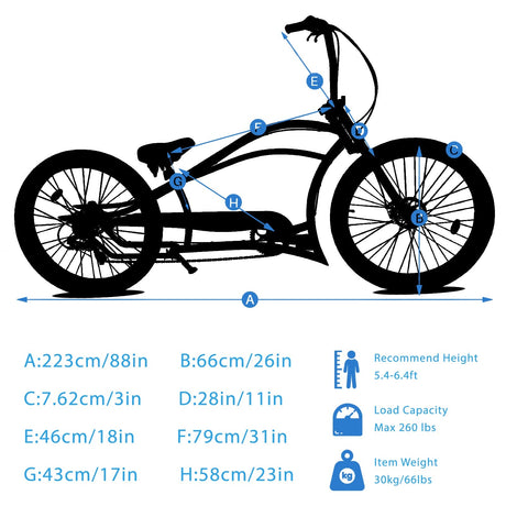 Micargi Boston GT7 Stretch Cruiser Bicycle