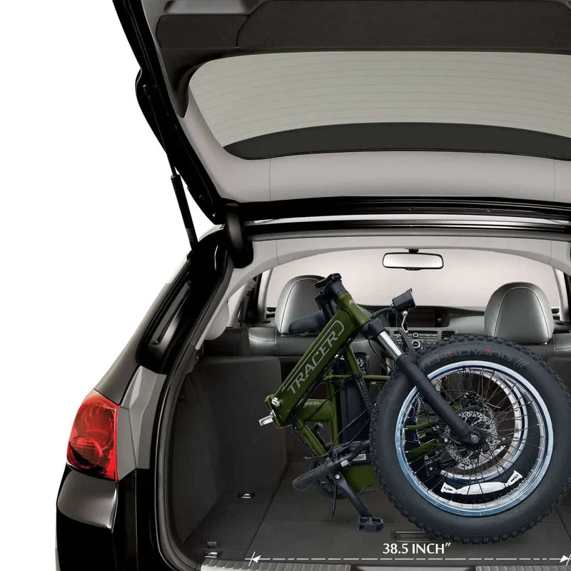 Tracer Coyote 500W Folding Electric Bike, 25 MPH Top Speed, 48V 13Ah Battery, 20×4” Fat Tires, Shimano 7-Speed