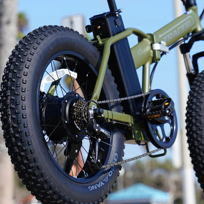 Tracer Coyote 500W Folding Electric Bike, 25 MPH Top Speed, 48V 13Ah Battery, 20×4” Fat Tires, Shimano 7-Speed