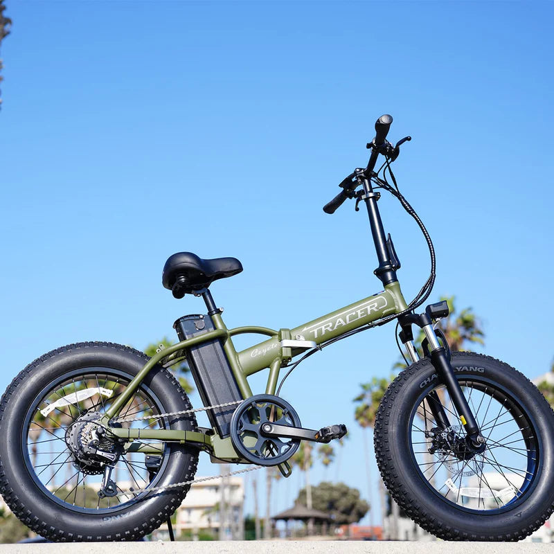 Tracer Coyote 500W Folding Electric Bike, 25 MPH Top Speed, 48V 13Ah Battery, 20×4” Fat Tires, Shimano 7-Speed