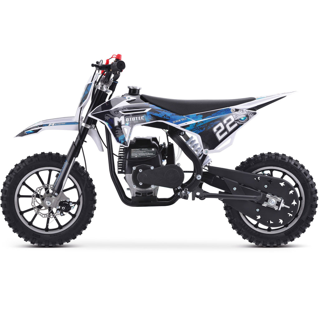 MotoTec Demon 50cc 2-Stroke Kids Gas Dirt Bike - Blue | Bike Lover USA