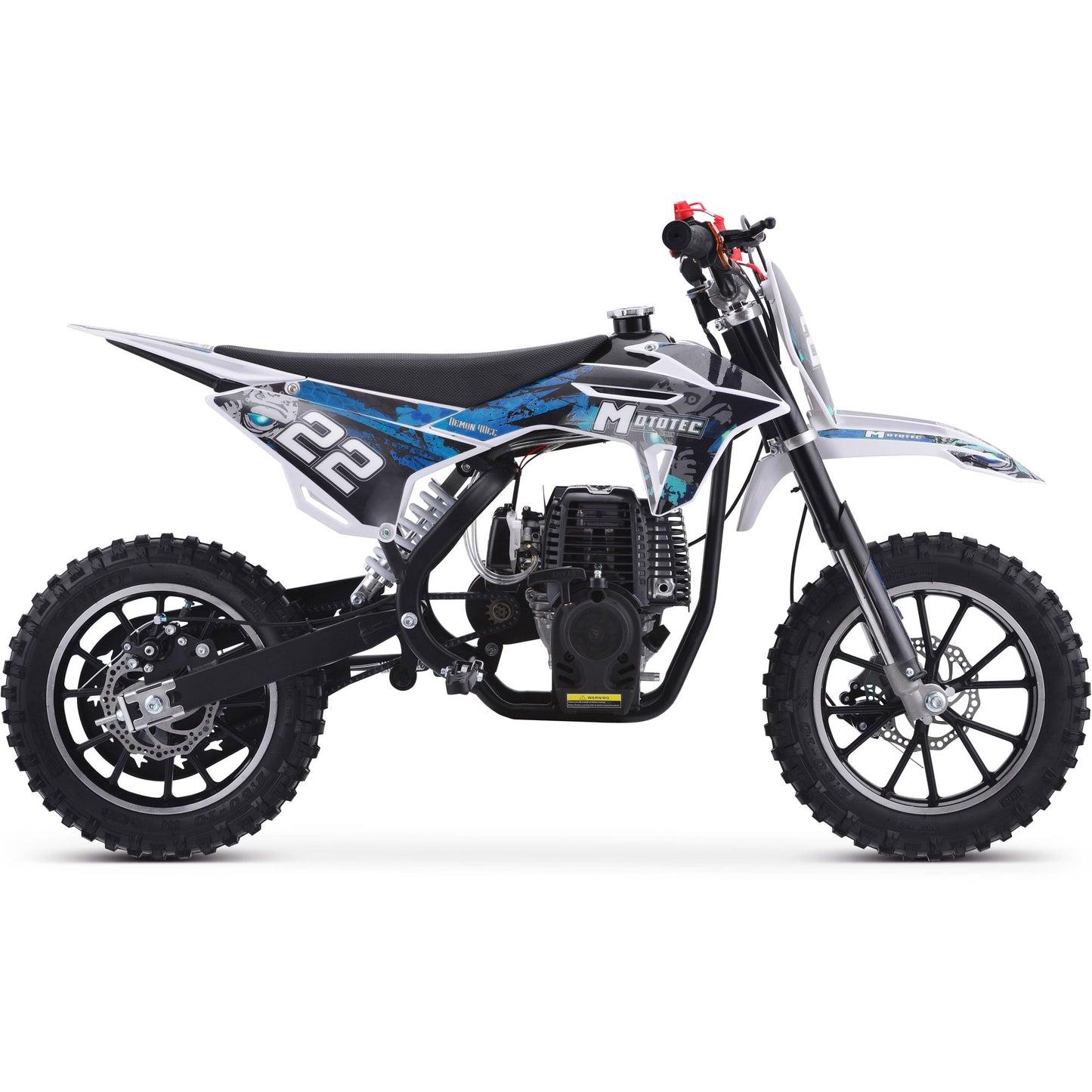 MotoTec Demon 50cc 2-Stroke Kids Gas Dirt Bike - Blue | Bike Lover USA