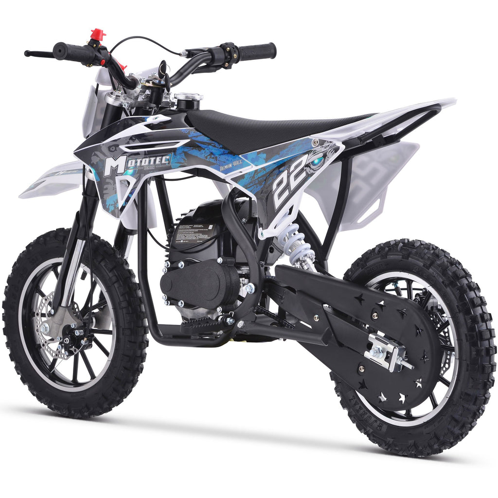 MotoTec Demon 50cc 2-Stroke Kids Gas Dirt Bike - Blue | Bike Lover USA