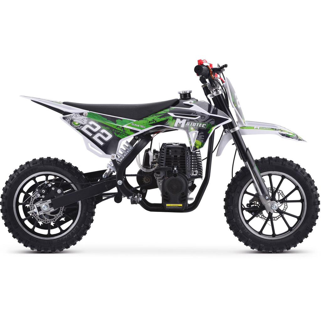 MotoTec Demon 50cc 2-Stroke Kids Gas Dirt Bike - green | Bike Lover USA